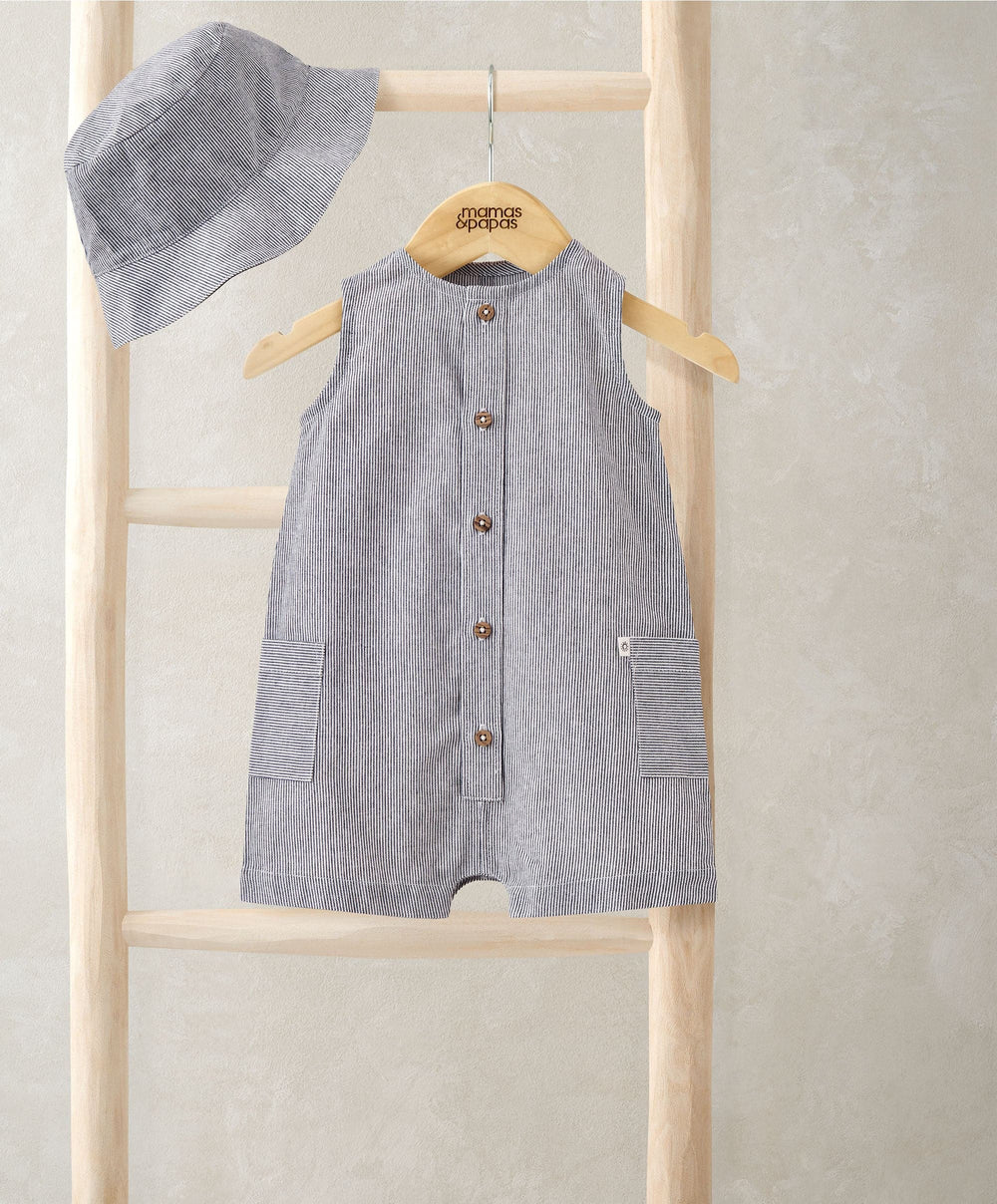 Mamas &amp; Papas Outfits &amp; Sets Stripe Shortie Romper &amp; Hat