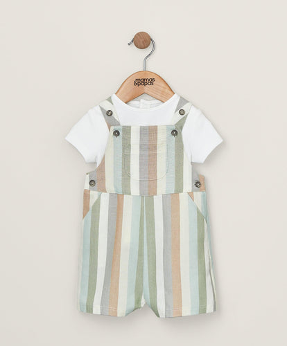 Mamas & Papas Outfits & Sets Stripe Woven Dungaree Outfit Set
