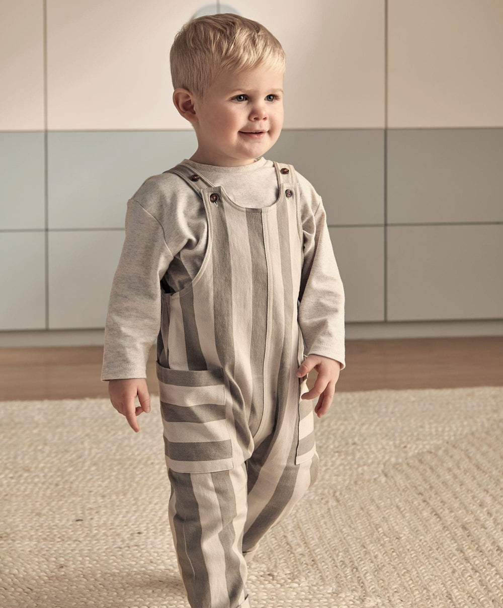 Mamas &amp; Papas Outfits &amp; Sets Striped Dungarees &amp; Ribbed Top
