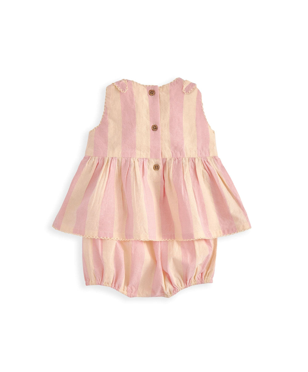 Mamas &amp; Papas Outfits &amp; Sets Striped Pink Peplum Top Set