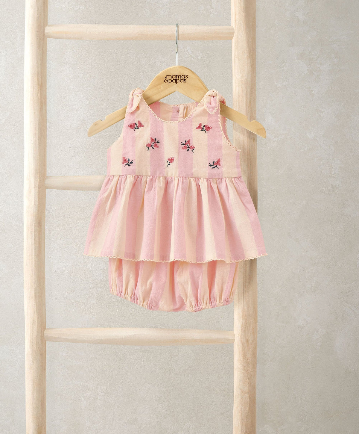 Mamas & Papas Outfits & Sets Striped Pink Peplum Top Set