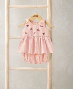 Mamas & Papas Outfits & Sets Striped Pink Peplum Top Set