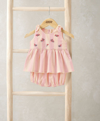 Mamas & Papas Outfits & Sets Striped Pink Peplum Top Set