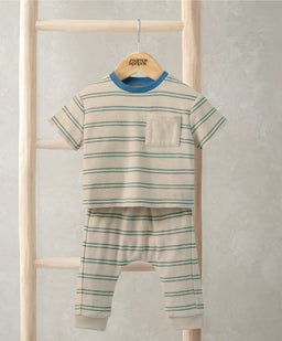 Mamas & Papas Outfits & Sets Striped Terry Towelling T-Shirt & Joggers Set