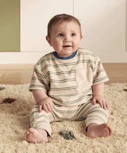 Mamas & Papas Outfits & Sets Striped Terry Towelling T-Shirt & Joggers Set