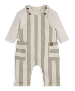 Mamas & Papas Outfits & Sets Stripped Dungarees & Ribbed Top