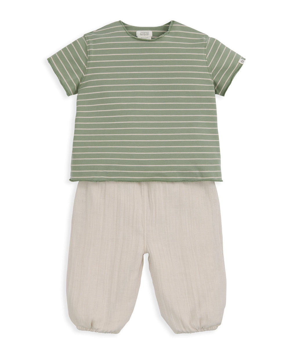 Mamas &amp; Papas Outfits &amp; Sets Stripped T-Shirt &amp; Trouser Outfit Set