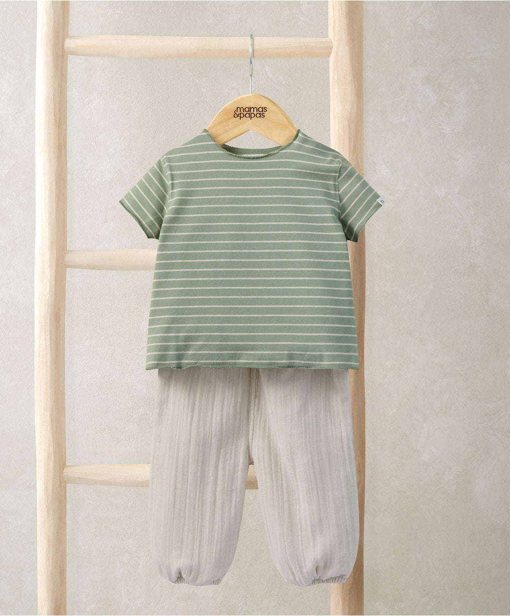 Mamas &amp; Papas Outfits &amp; Sets Stripped T-Shirt &amp; Trouser Outfit Set