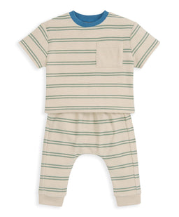 Mamas & Papas Outfits & Sets Stripped Terry Towelling T-Shirt & Joggers Set