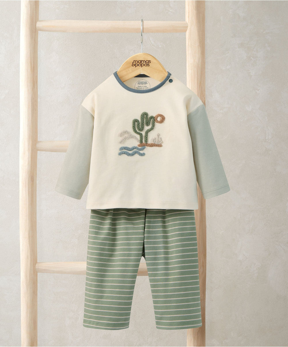 Mamas &amp; Papas Outfits &amp; Sets Sunshine T-Shirt &amp; Stripped Trousers