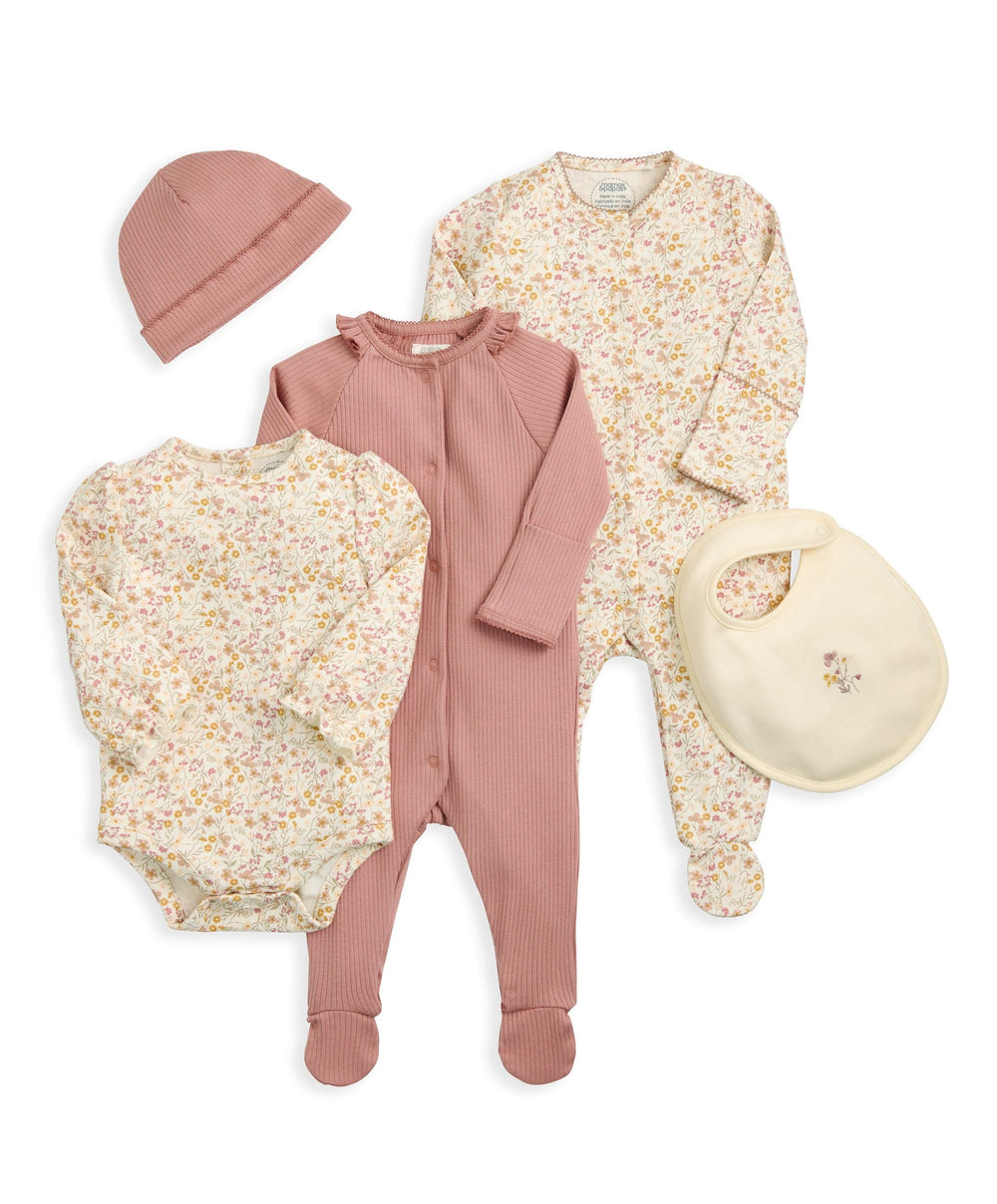 Mamas &amp; Papas Outfits &amp; Sets Welcome to the World Floral Baby Clothes 5 Piece Set