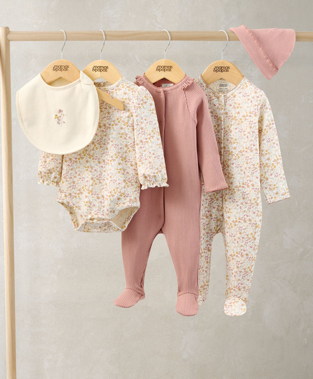 Mamas &amp; Papas Outfits &amp; Sets Welcome to the World Floral Baby Clothes 5 Piece Set