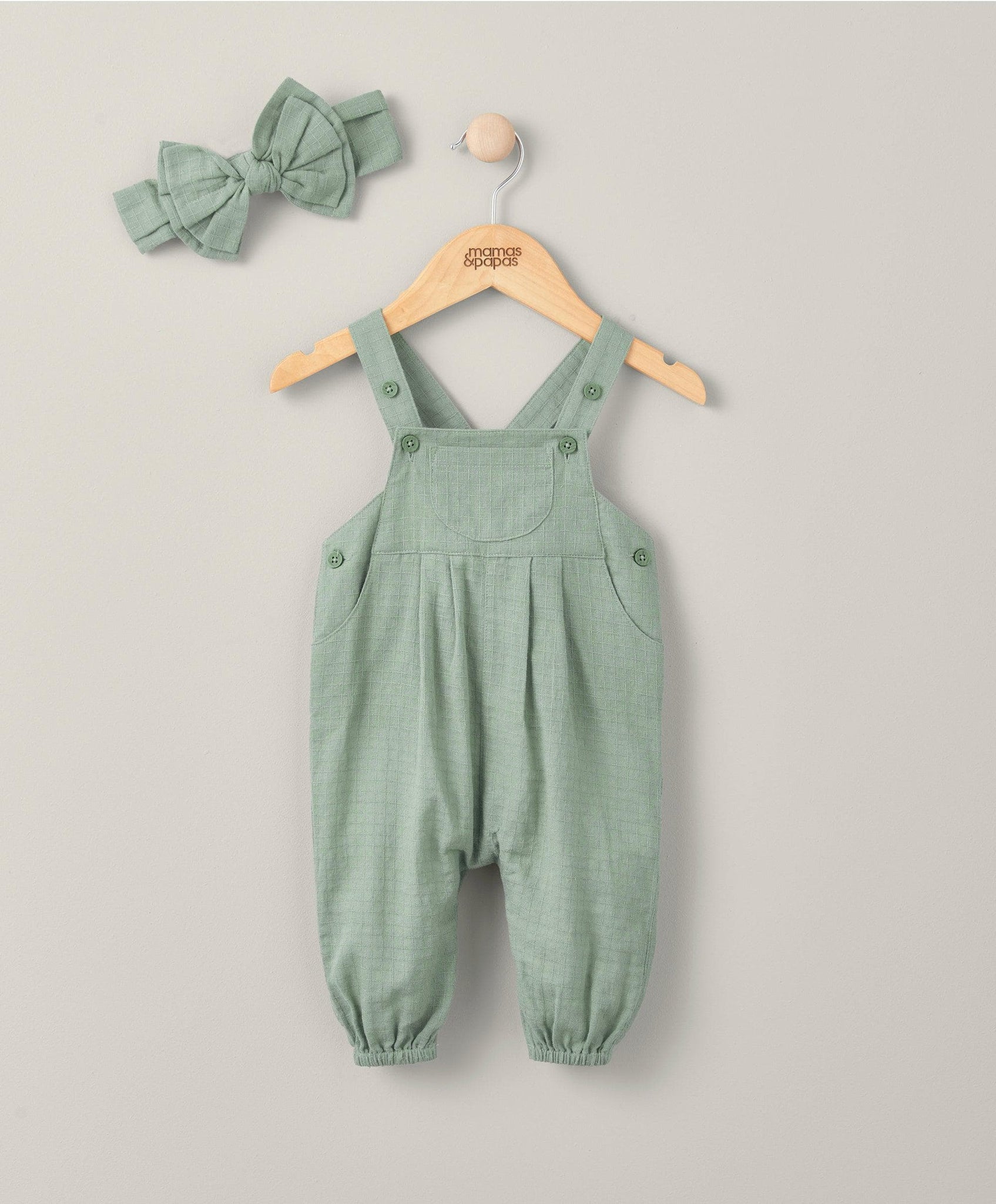 Woven Dungarees Headband Green Mamas Papas Clothing