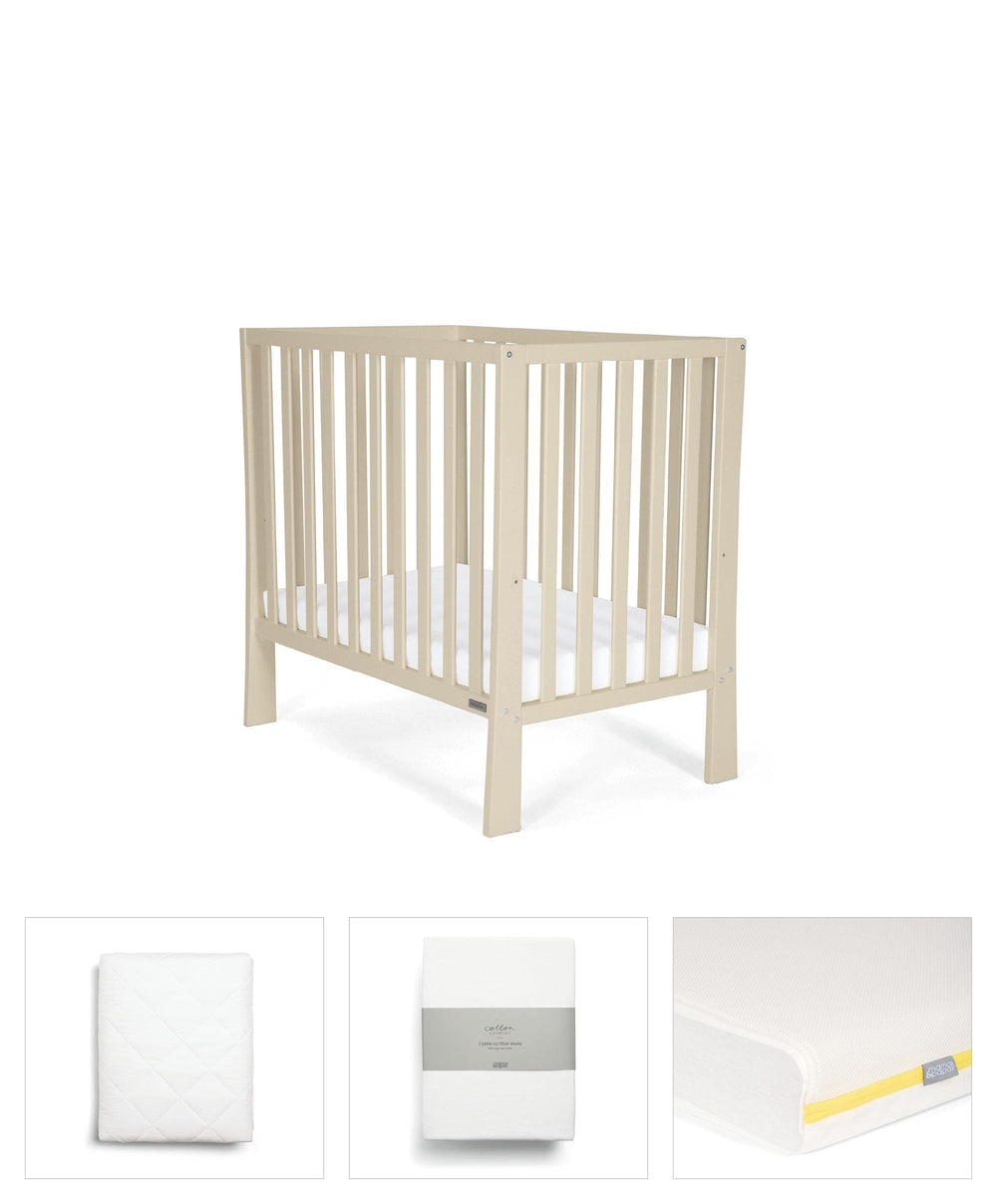 Mamas &amp; Papas Petite Cot Bundles Petite Cot Bundle with Essential Airflow Fibre Mattress (4 Pieces) - Cashmere