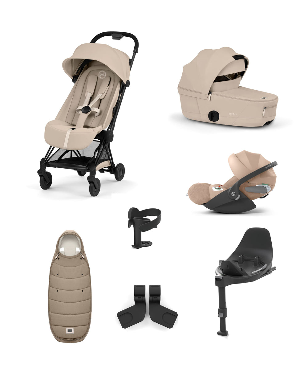 Mamas &amp; Papas Pushchairs Cybex Coya Ultimate Pushchair With Cybex Cloud T Baby Car Seat &amp; Base (7 Pieces)  - Cozy Beige