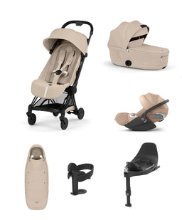 Mamas & Papas Pushchairs Cybex Coya Ultimate Pushchair With Cybex Cloud T Baby Car Seat & Base (7 Pieces)  - Cozy Beige