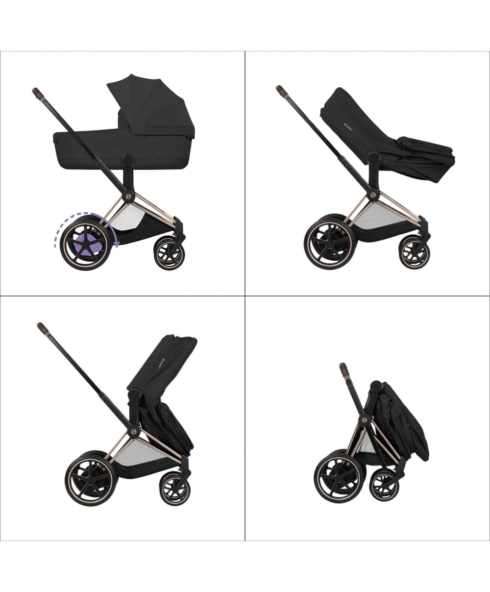Mamas &amp; Papas Pushchairs Cybex e-Priam Pushchair Bundle with Cybex Cloud T i-Size &amp; Sirona T i-Size Car Seat - Cozy Beige