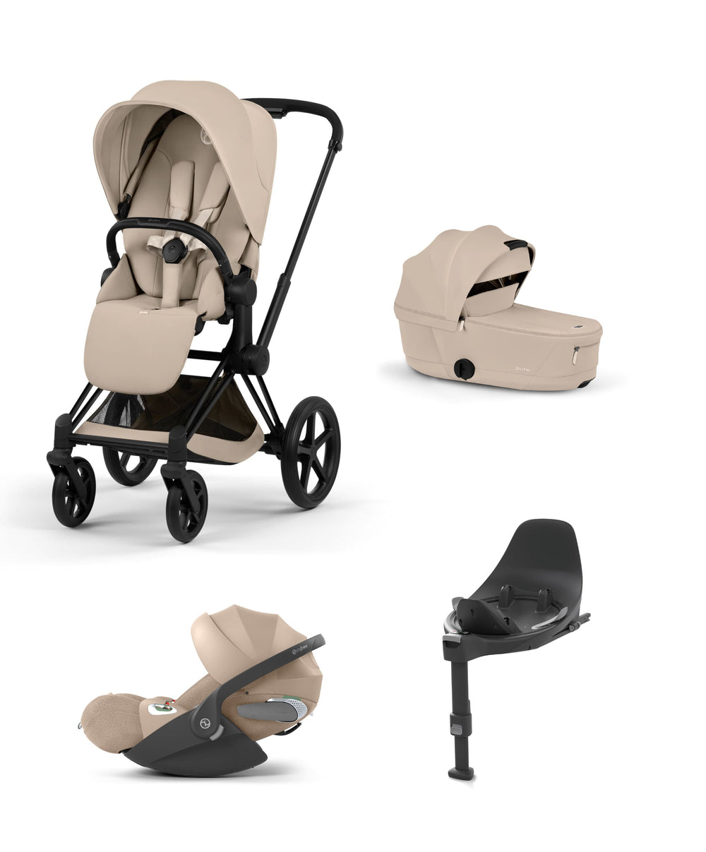 Mamas &amp; Papas Pushchairs Cybex e-Priam Pushchair &amp; Carrycot Bundle with Cybex Cloud T i-Size Rotating Baby Car Seat &amp; Base - Sepia Black