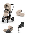 Mamas & Papas Pushchairs Cybex e-Priam Pushchair & Carrycot Bundle with Cybex Cloud T i-Size Rotating Baby Car Seat & Base - Sepia Black