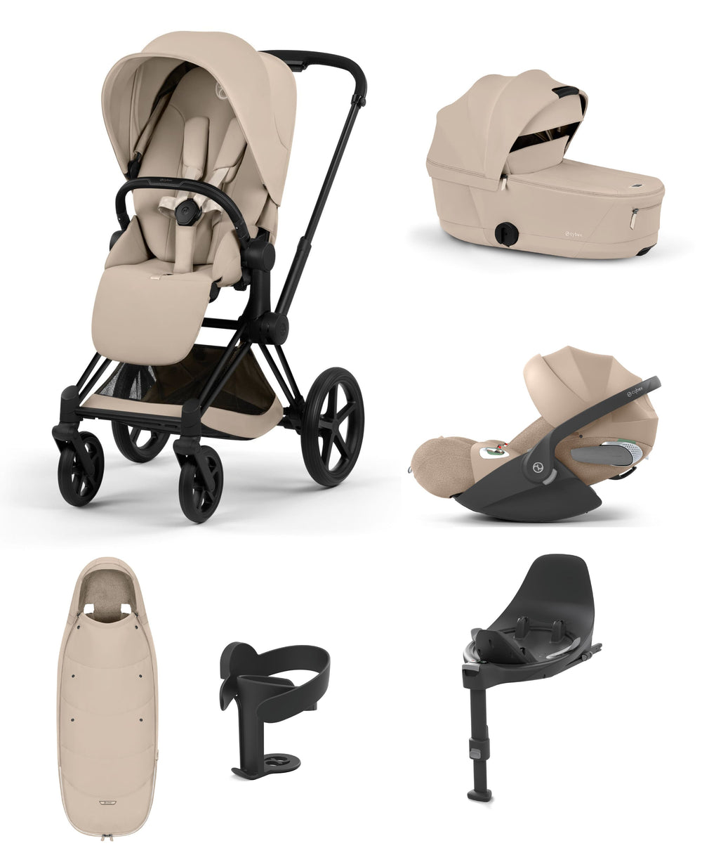 Mamas &amp; Papas Pushchairs Cybex e-Priam Ultimate Pushchair Bundle with Cybex Cloud T i-Size Rotating Baby Car Seat &amp; Base - Sepia Black