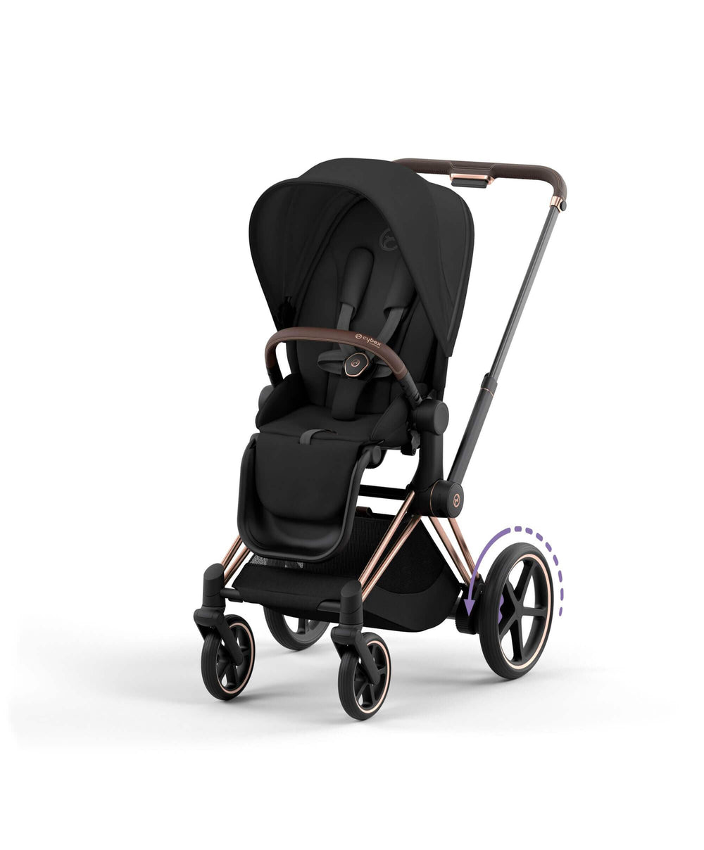 Mamas &amp; Papas Pushchairs Cybex EPriam Pushchair Bundle With Cybex Cloud T i-Size Rotating Baby Car Seat &amp; Base (7 Pieces) - Rose Gold/Black