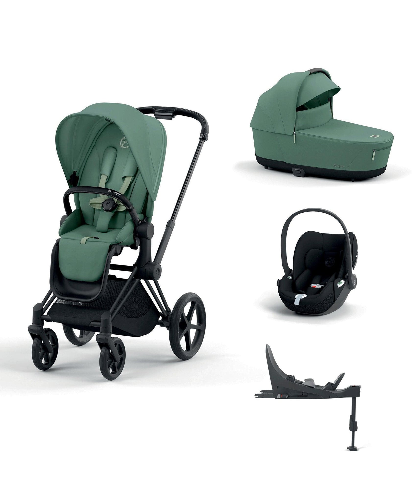 Cybex Priam 5 Piece Pushchair Bundle with Cloud T Car Seat Leaf Gree Mamas Papas UK