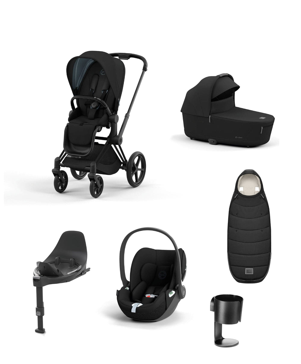 Mamas &amp; Papas Pushchairs Cybex Priam Pushchair Bundle With Cybex Cloud T i-Size + Baby Car Seat &amp; Base (7 pieces) - Black