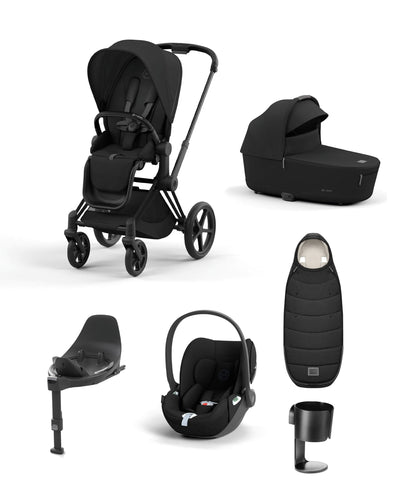 Mamas & Papas Pushchairs Cybex Priam Pushchair Bundle With Cybex Cloud T i-Size Rotating Baby Car Seat & Base (6 Pieces) - Black