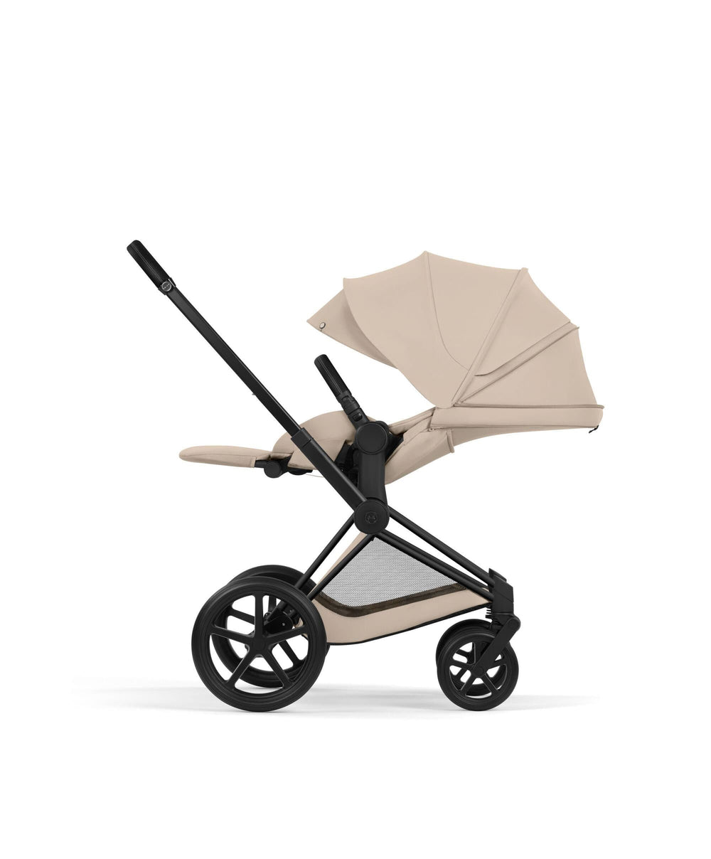 Mamas &amp; Papas Pushchairs Cybex Priam Pushchair &amp; Carry Cot Bundle With Cybex Cloud T Plus Car Seat &amp; Base - Cozy Beige
