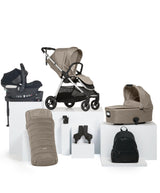 Mamas & Papas Pushchairs Flip XT³ Pushchair Bundle with Cybex Aton B2 i-Size Car Seat & Base (7 Pieces) - Fawn