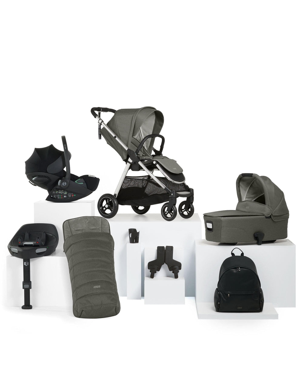 Mamas &amp; Papas Pushchairs Flip XT³ Pushchair Bundle with Maxi-Cosi Pebble 360 Pro² Car Seat (8 Pieces) - Harbour Grey