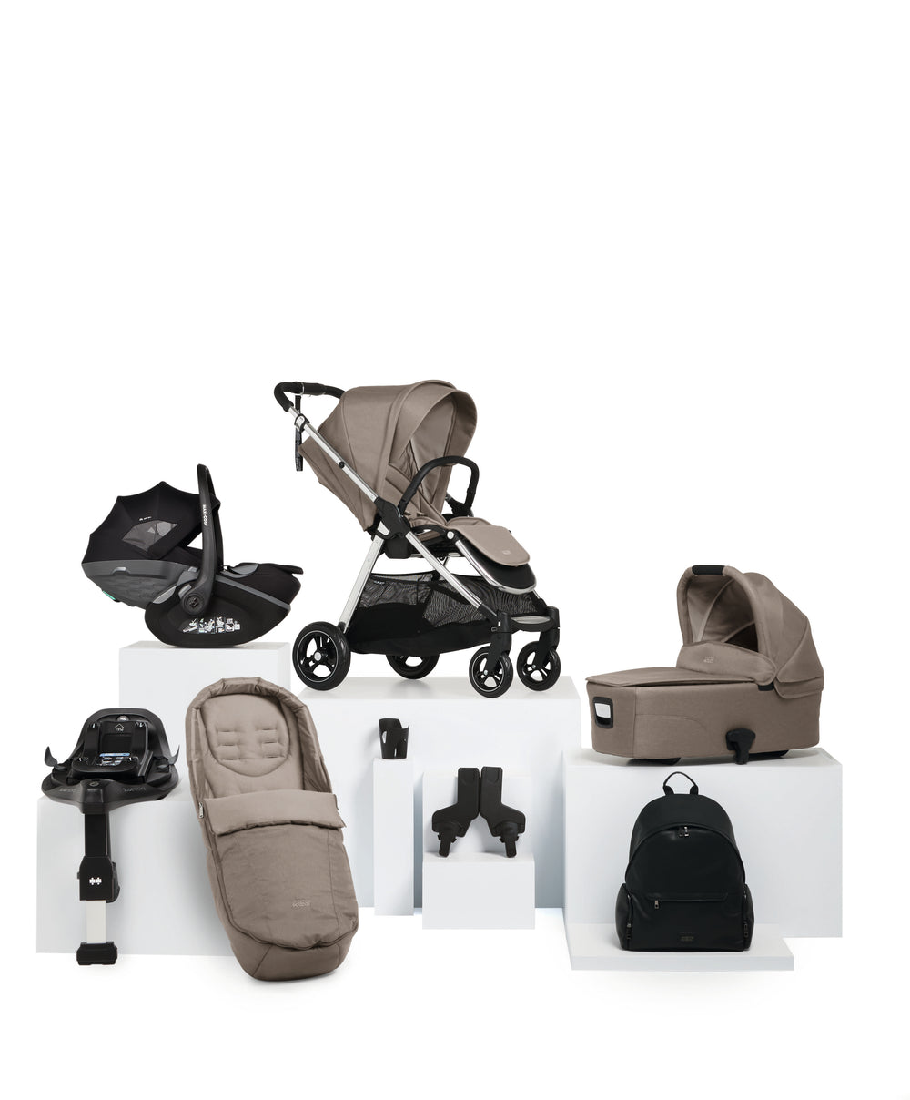 Mamas &amp; Papas Pushchairs Flip XT³ Pushchair Bundle with Maxi-Cosi Pebble 360 Pro² Car Seat (8 Pieces) - Stone