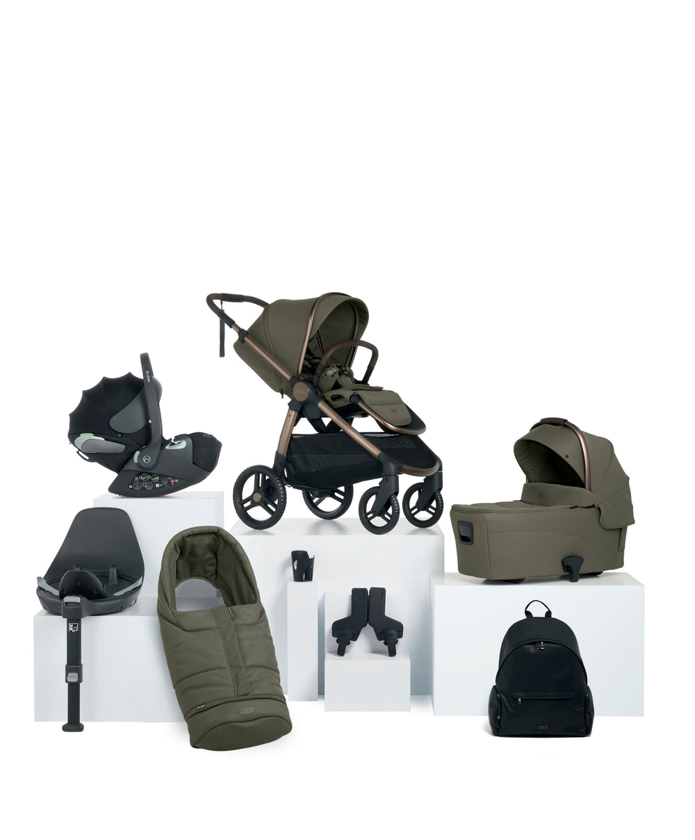 Mamas &amp; Papas Pushchairs Ocarro 2 Complete Pushchair Bundle with Cybex Cloud T i-Size Rotating Baby Car Seat &amp; Base (8 Pieces) - Evergreen