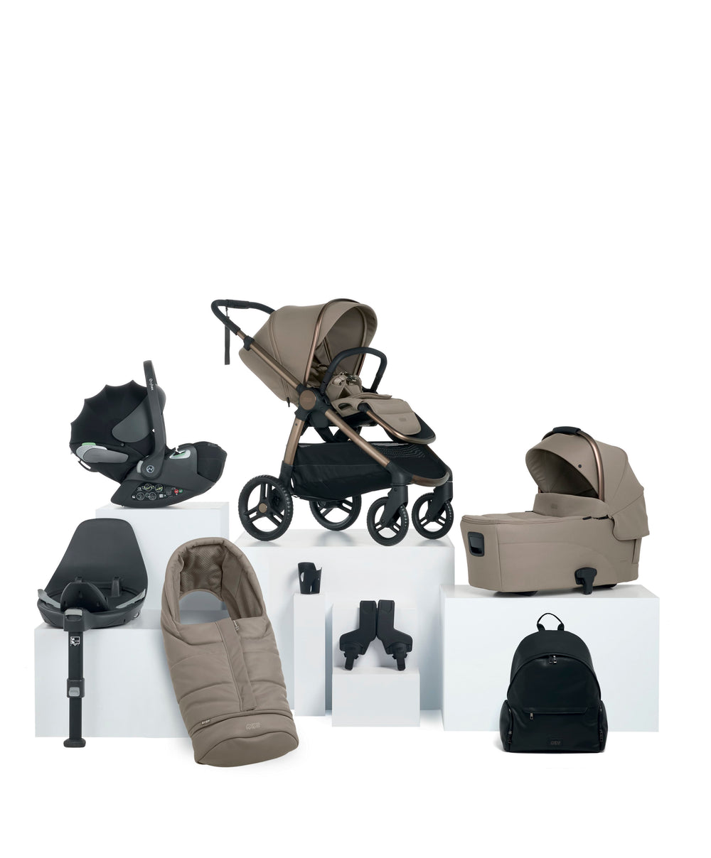Mamas &amp; Papas Pushchairs Ocarro 2 Complete Pushchair Bundle with Cybex Cloud T i-Size Rotating Baby Car Seat &amp; Base (8 Pieces) - Oatmeal