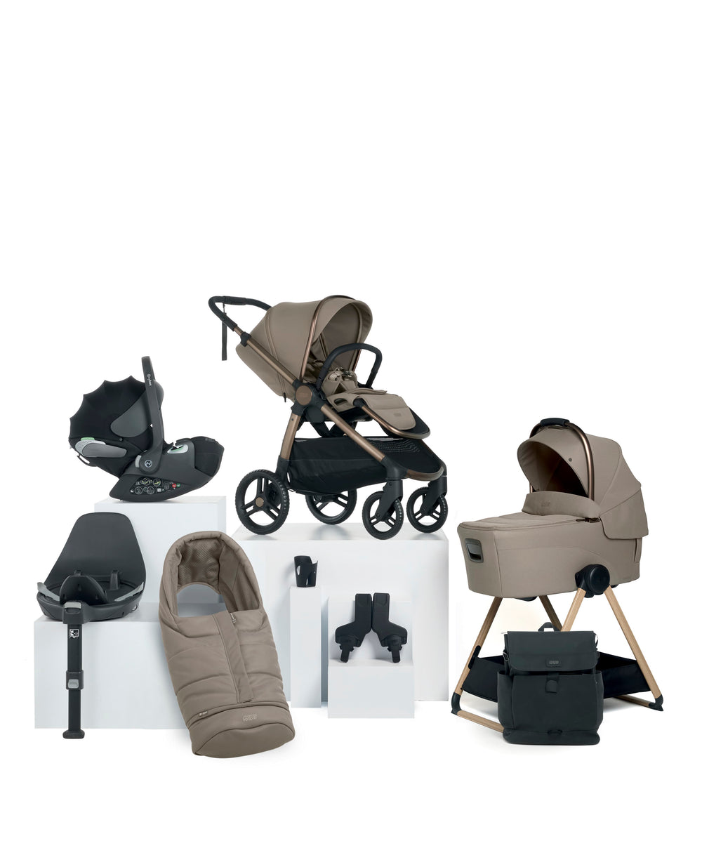Mamas &amp; Papas Pushchairs Ocarro 2 Complete Pushchair Bundle with Cybex Cloud T i-Size Rotating Baby Car Seat &amp; Base - (9 Pieces) - Oatmeal