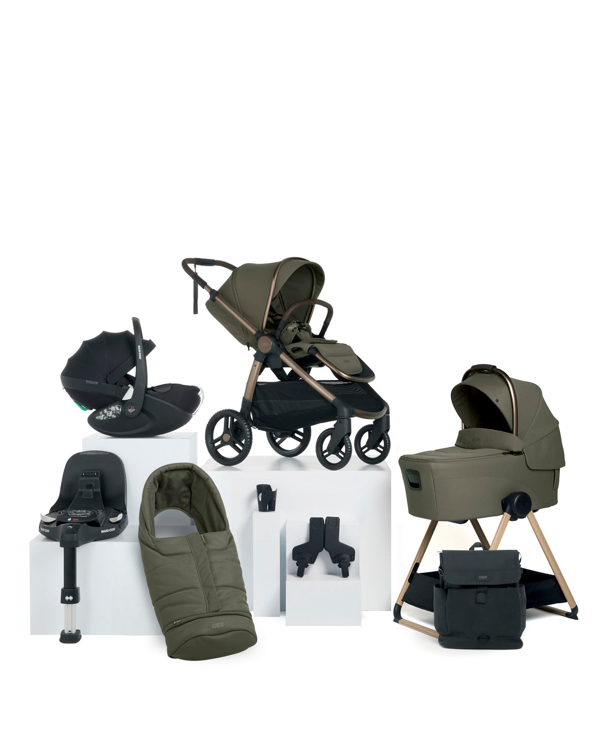 Mamas & Papas Pushchairs Ocarro 2 Complete Pushchair Bundle with Maxi-Cosi Slide Pro Car Seat & Base (9 Pieces) - Evergreen