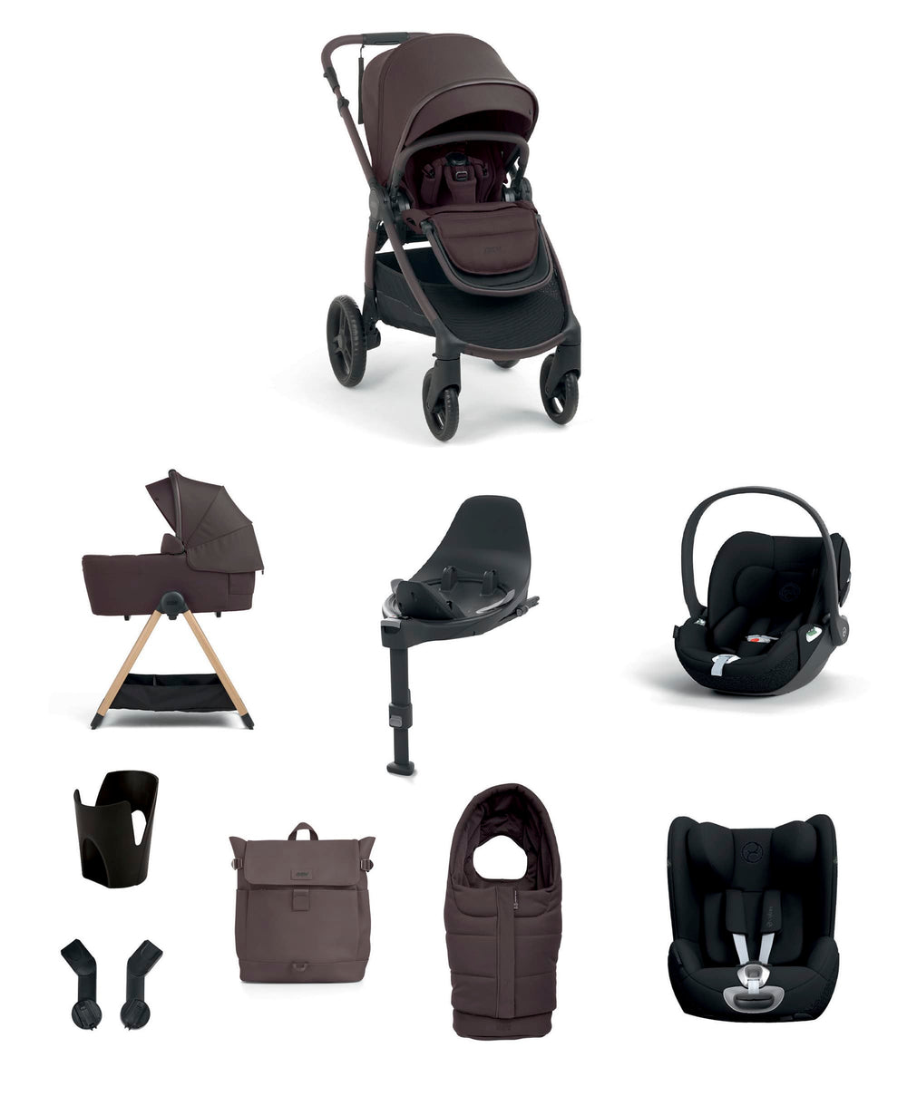 Mamas &amp; Papas Pushchairs Ocarro 2 Pushchair Baby to Toddler Travel Bundle with Cybex Cloud T &amp; Cybex Sirona T (10 Pieces) - Americano