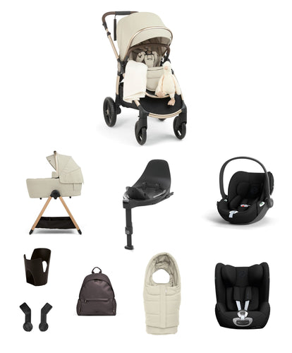 Mamas & Papas Pushchairs Ocarro 2 Pushchair Baby to Toddler Travel Bundle with Cybex Cloud T & Sirona T (12 Pieces) – Shell