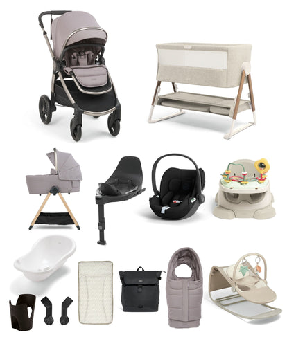 Mamas & Papas Pushchairs Ocarro 2 Pushchair Ultimate Newborn Bundle with Cybex Cloud T i-Size Rotating Baby Car Seat & Base (16 Pieces) - Moonstone Grey