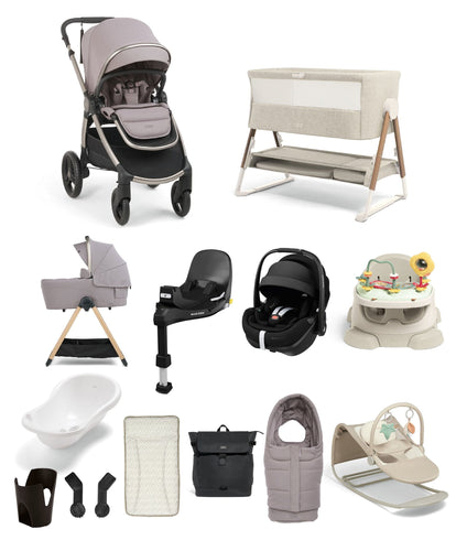 Mamas & Papas Pushchairs Ocarro 2 Pushchair Ultimate Newborn Bundle with Maxi-Cosi Pebble 360 Pro2 & Base (14 Pieces) - Moonstone Grey