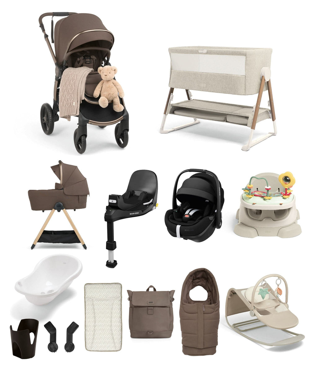 Mamas &amp; Papas Pushchairs Ocarro 2 Pushchair Ultimate Newborn Bundle with Maxi-Cosi Pebble 360 Pro2 &amp; Base (16 Pieces) - Crema