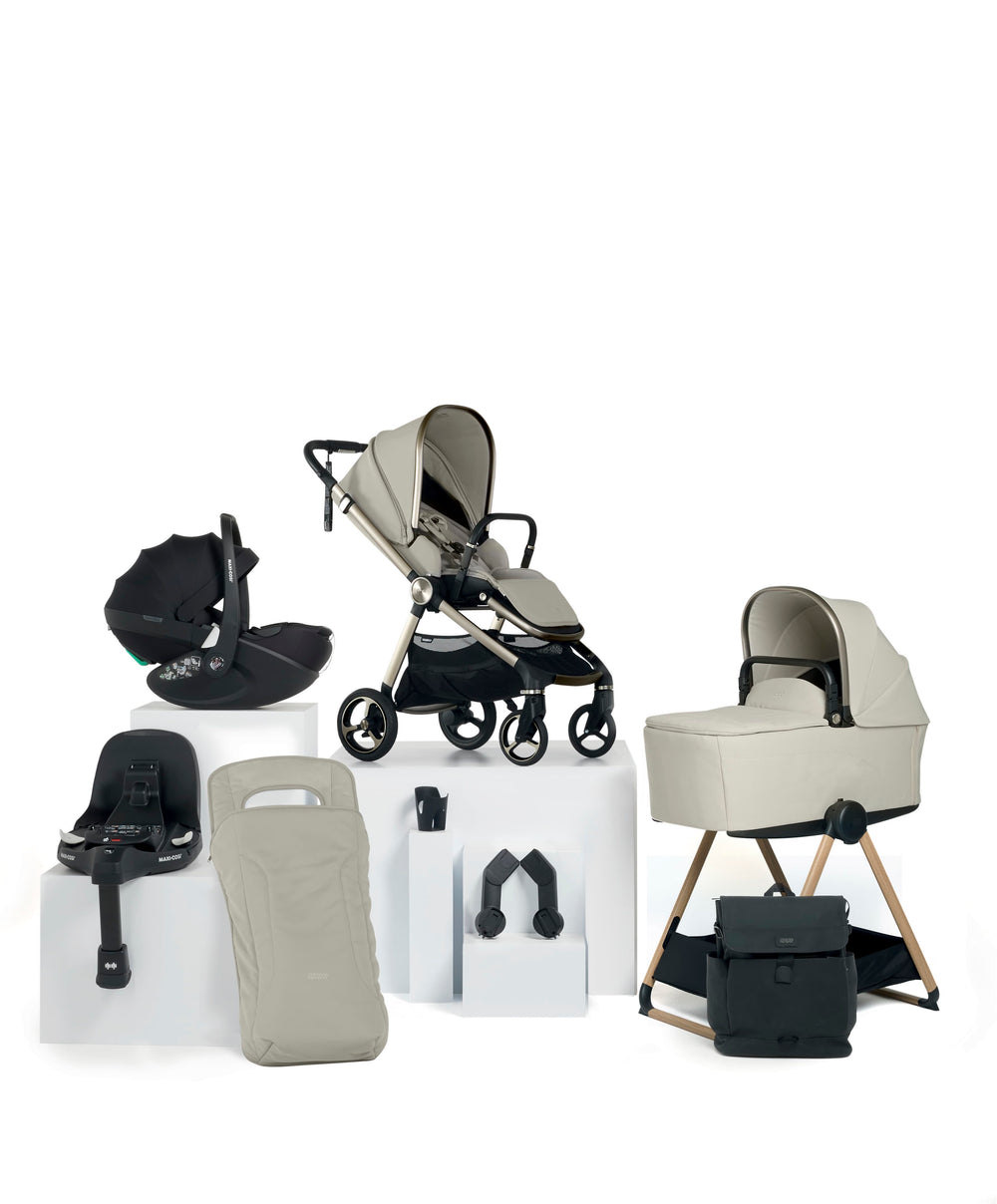 Mamas &amp; Papas Pushchairs Vardo Complete Pushchair Bundle with Maxi-Cosi Pebble Slide Pro Car Seat &amp; Base (9 Pieces) - Shell
