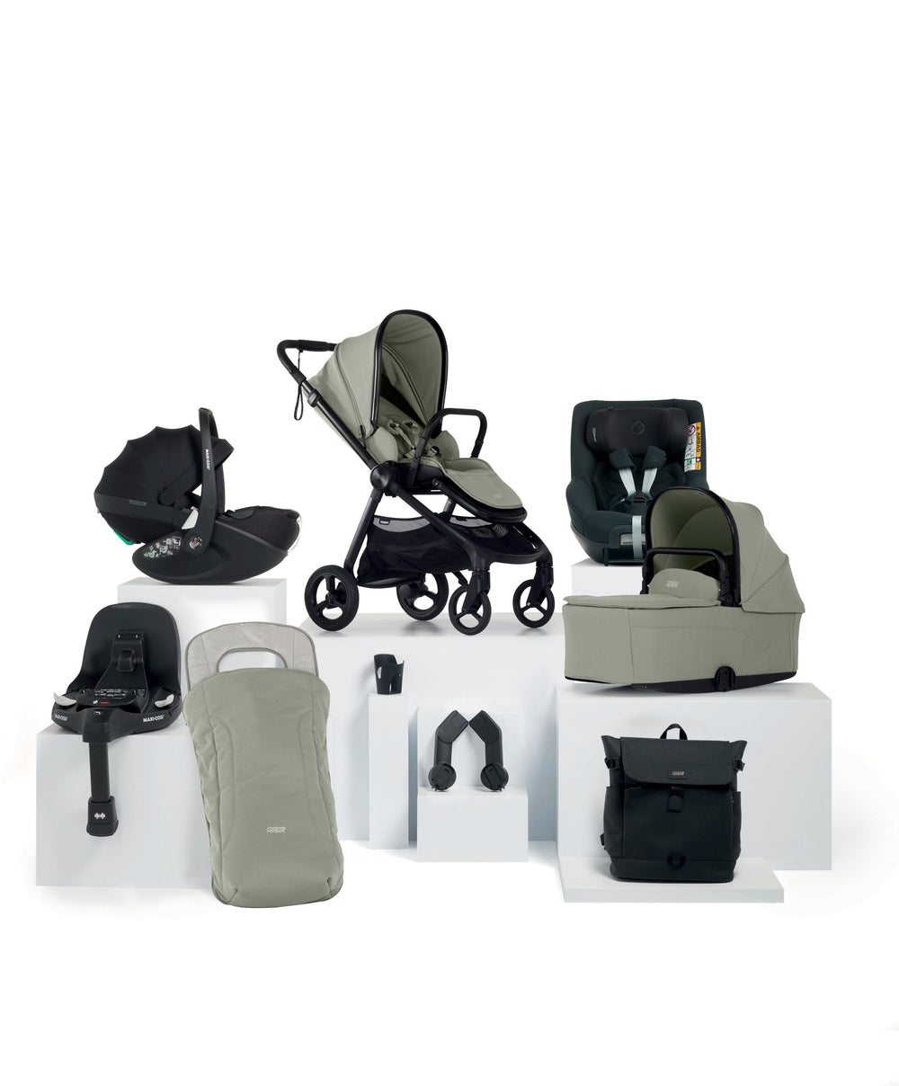 Mamas &amp; Papas Pushchairs Vardo Pushchair Baby to Toddler Travel Bundle with Maxi-Cosi Pebble 360 Pro2 &amp; Pearl 360 Pro (9 Pieces) - Sage