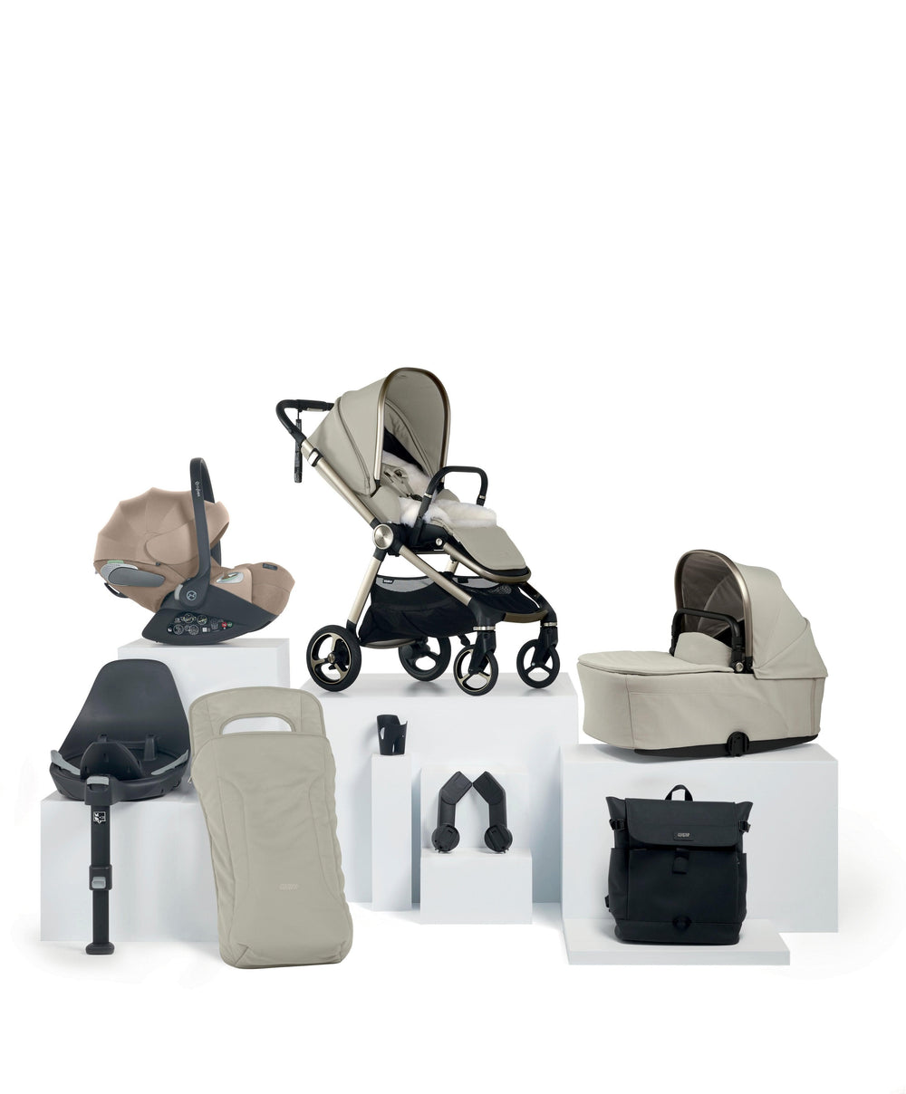 Mamas &amp; Papas Pushchairs Vardo Pushchair Bundle with Cybex Cloud T Car Seat (9 Pieces) - Shell/Cosy Beige
