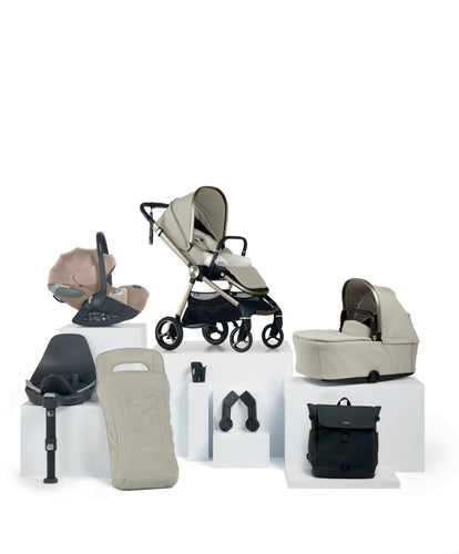 Mamas & Papas Pushchairs Vardo Pushchair Bundle with Cybex Cloud T Car Seat (9 Pieces) - Shell/Cosy Beige