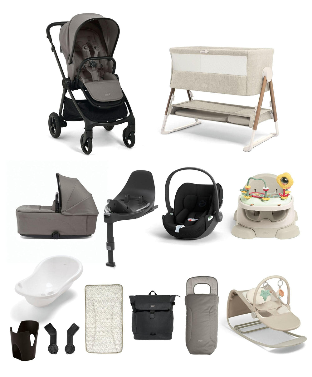 Mamas &amp; Papas Pushchairs Vardo Pushchair Super Bundle with Cybex Cloud T i-Size Rotating Baby Car Seat  &amp; Base (13 Pieces) – Storm