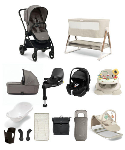 Mamas & Papas Pushchairs Vardo Pushchair Super Bundle with Maxi-Cosi Pebble 360 Pro² Car Seat & Base (13 Pieces) – Storm
