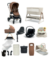 Mamas & Papas Pushchairs Vardo Pushchair Ultimate Newborn Bundle with Cybex Cloud T i-Size Rotating Baby Car Seat & Base (14 Pieces) - Nutmeg