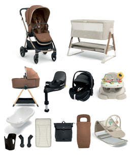 Mamas & Papas Pushchairs Vardo Pushchair Ultimate Newborn Bundle with Maxi-Cosi Pebble 360 Pro² Car Seat & Base (14 Pieces) - Nutmeg