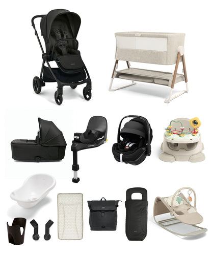 Mamas & Papas Pushchairs Vardo Pushchair Ultimate Newborn Bundle with Maxi-Cosi Pebble 360 Pro2 (13 Pieces) - Noir